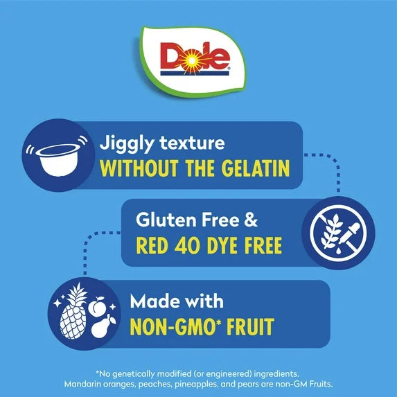 Dole Fruit Bowls Peaches, Mandarin Oranges, and Mixed Fruit in Gel, 4.3 oz Cups (12 Pack)