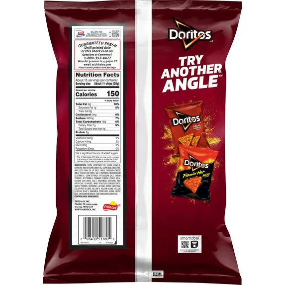 Doritos Tortilla Chips Spicy Nacho Flavored 14.5 ounce Bag