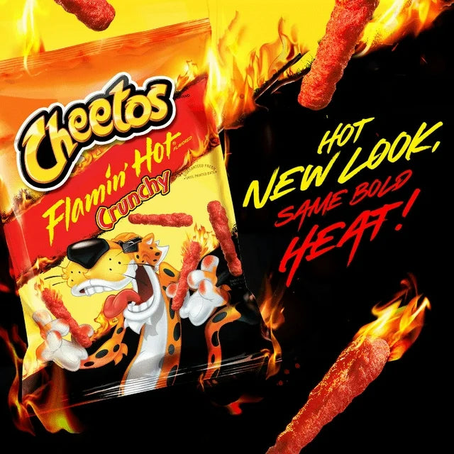 Cheetos Crunchy Cheese Flamin' Hot Flavored Snack Chips, 1 Ounce Bags, 10 Count