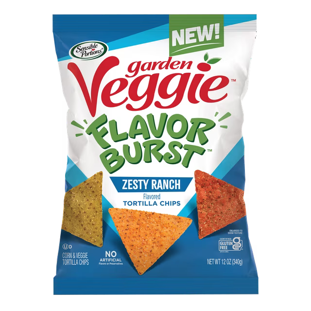 Sensible Portions Garden Veggie Flavor Burst Zesty Ranch Tortilla Chips, 12 oz