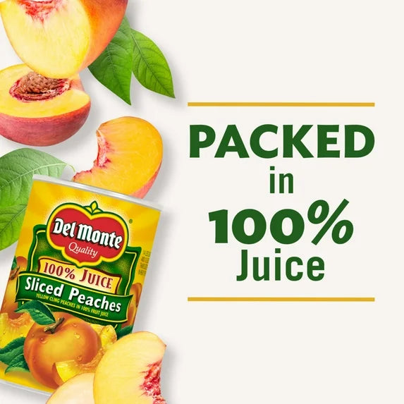 Del Monte Sliced Yellow Cling Peaches in 100% Juice 15 oz Can (Pack of 6)
