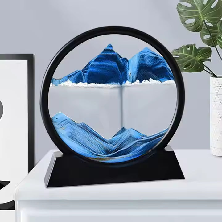 ET New Design 3d Hourglass Office Home Decoration Desktop New Ornaments Colorful Moving Sand Art Hourglass Modern Style