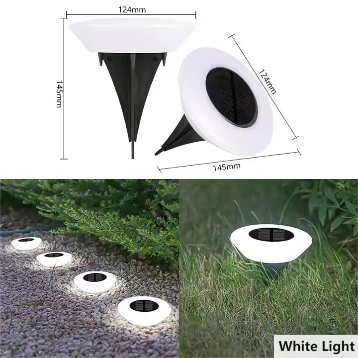 Solar Garden Lights Ground 14 LED Round ABS White/Warm IP65 Waterproof Polysilicon Garden Court Yard Decoration Stake Lamps